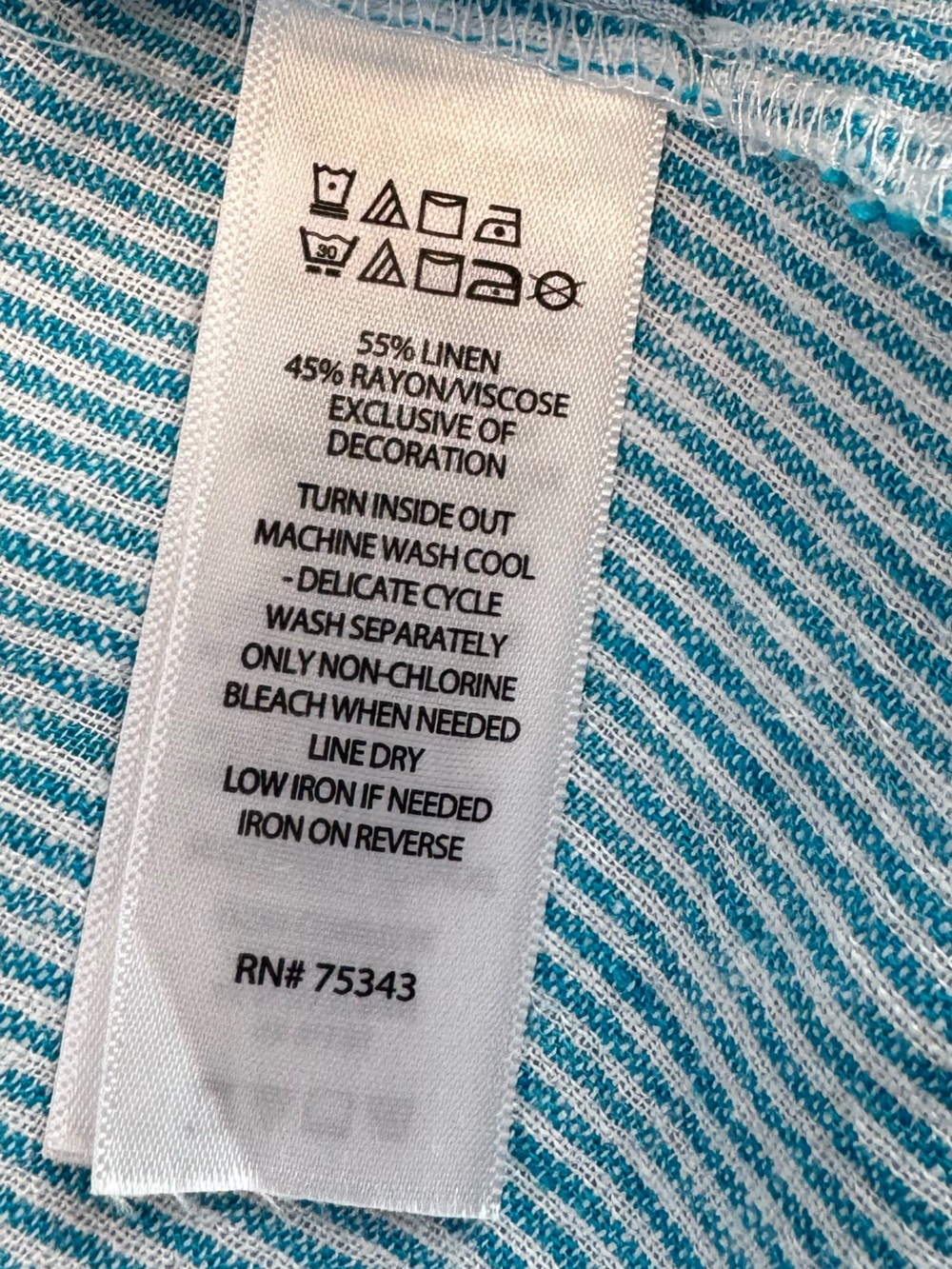 Tahari Blue Striped Sleeveless Tunic swimsuit Cover Up with Tassel Hem, Small - Picture 6 of 7